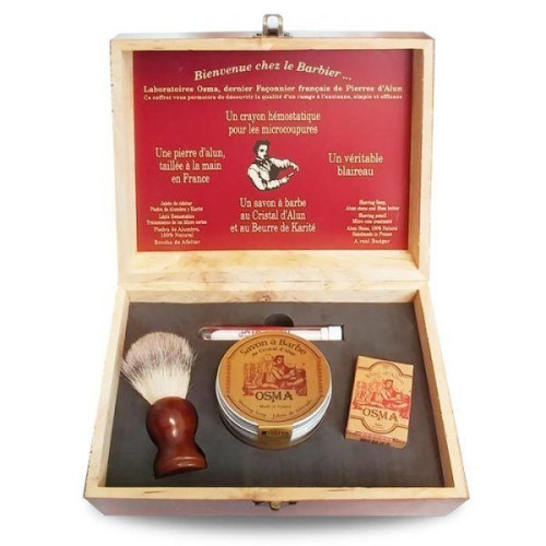 Osma Shaving gift set (shaving soap,styptic pencil,alum stone75g,badger brush)