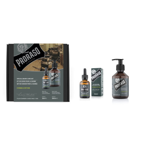 Proraso  Duo Pack Beard Gift Set Cypress and Vetyver , Beard Oil & Beard Shampoo