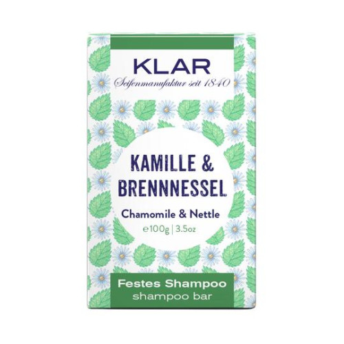Klar Chamomile & Nettle Shampoo Bar 100g (σαπούνι μαλλιών με χαμομήλι και τσουκνίδα, κατάλληλο για δερματικές ευαισθησίες)