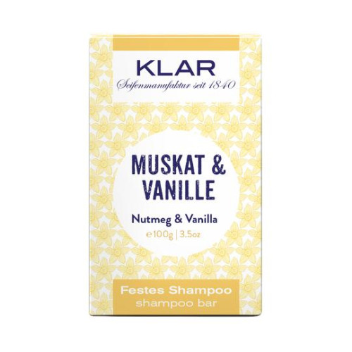 Klar Nutmeg & Vanilla Shampoo Bar 100g (σαπούνι με μοσχοκάρυδο και βανίλια για κανονικά μαλλιά)