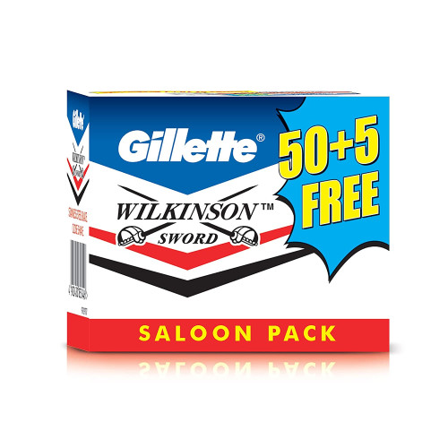 Gillette Wilkinson Sword , Saloon Pack , Double Edge and Stainless Steel Blades 50pcs +5pcs free