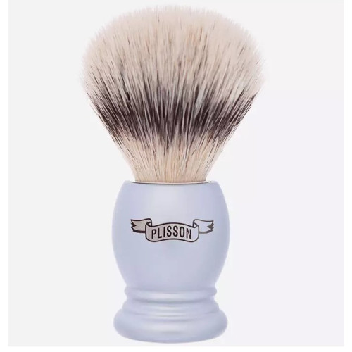 Plisson Shaving Brush Artic Grey with White Fiber Tuft T12