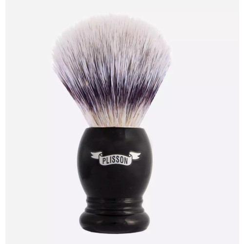 Plisson Shaving Brush Essential Black Decor with White Fiber Tuft T12